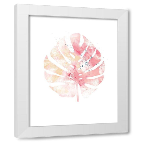 Pink Leaf II White Modern Wood Framed Art Print by Pugh, Jennifer