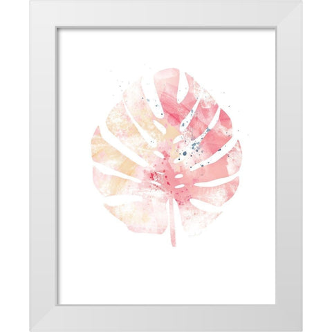 Pink Leaf II White Modern Wood Framed Art Print by Pugh, Jennifer