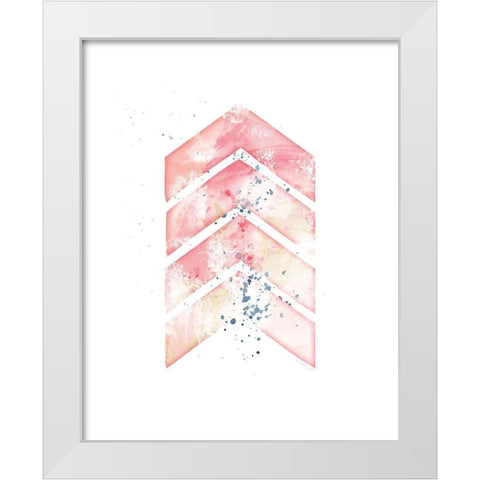 Pink Geometric Arrow White Modern Wood Framed Art Print by Pugh, Jennifer