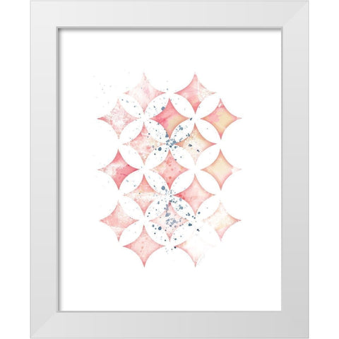 Pink Geometric Diamonds White Modern Wood Framed Art Print by Pugh, Jennifer