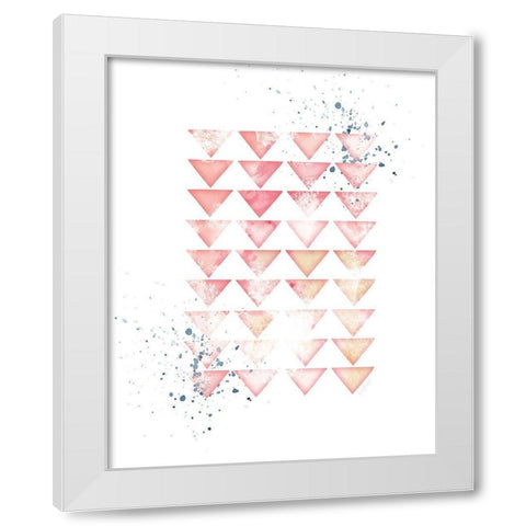 Pink Geometric Triangles White Modern Wood Framed Art Print by Pugh, Jennifer