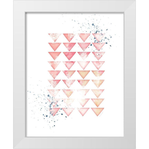 Pink Geometric Triangles White Modern Wood Framed Art Print by Pugh, Jennifer