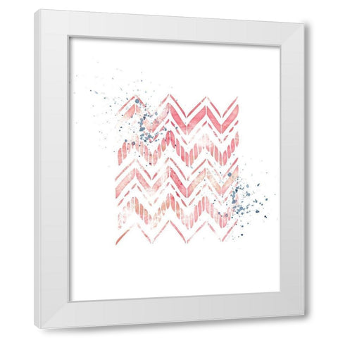 Pink Geometric Zig Zag White Modern Wood Framed Art Print by Pugh, Jennifer