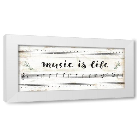 Music is Life White Modern Wood Framed Art Print by Pugh, Jennifer