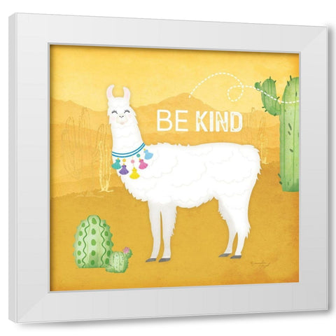 Be Kind Llama White Modern Wood Framed Art Print by Pugh, Jennifer