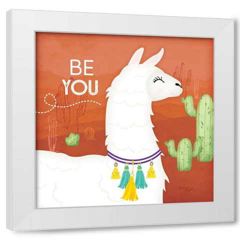 Be You Llama White Modern Wood Framed Art Print by Pugh, Jennifer