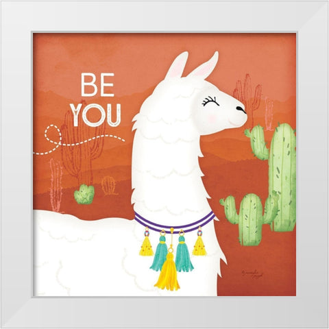 Be You Llama White Modern Wood Framed Art Print by Pugh, Jennifer