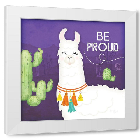 Be Proud Llama White Modern Wood Framed Art Print by Pugh, Jennifer