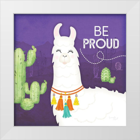 Be Proud Llama White Modern Wood Framed Art Print by Pugh, Jennifer