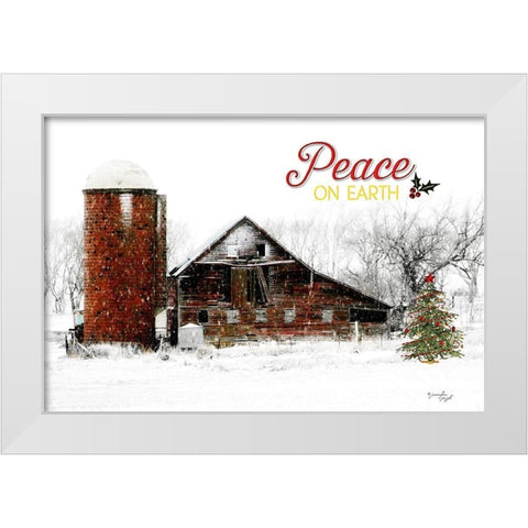 Peace on Earth Barn White Modern Wood Framed Art Print by Pugh, Jennifer