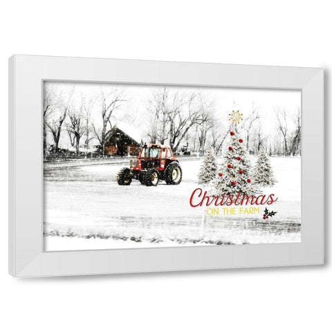 Christmas on the Farm White Modern Wood Framed Art Print by Pugh, Jennifer