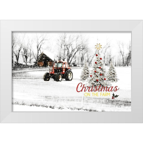 Christmas on the Farm White Modern Wood Framed Art Print by Pugh, Jennifer