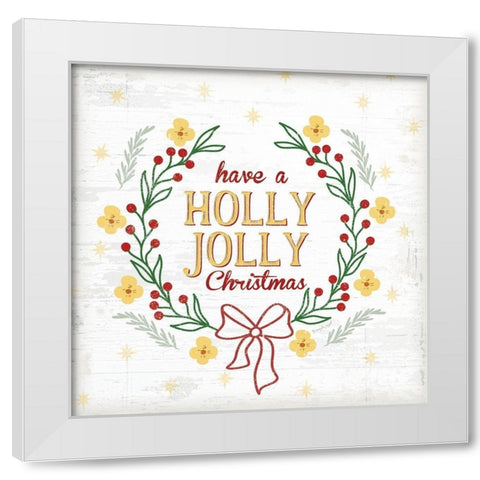 Holly Jolly White Modern Wood Framed Art Print by Pugh, Jennifer