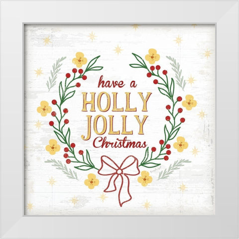 Holly Jolly White Modern Wood Framed Art Print by Pugh, Jennifer