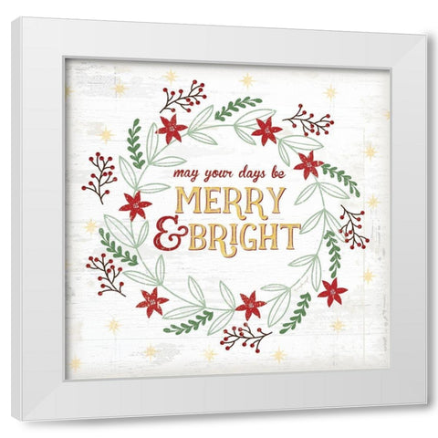 Merry and Bright White Modern Wood Framed Art Print by Pugh, Jennifer