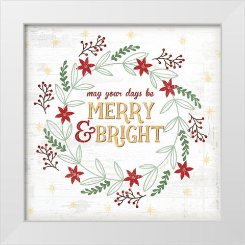 Merry and Bright White Modern Wood Framed Art Print by Pugh, Jennifer