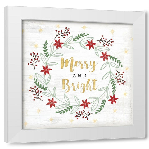 Merry and Bright White Modern Wood Framed Art Print by Pugh, Jennifer