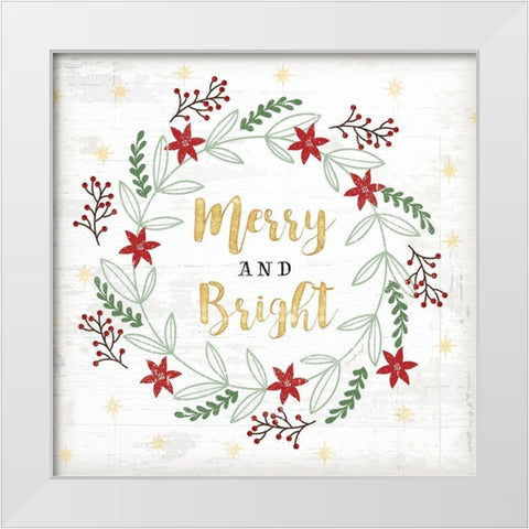 Merry and Bright White Modern Wood Framed Art Print by Pugh, Jennifer