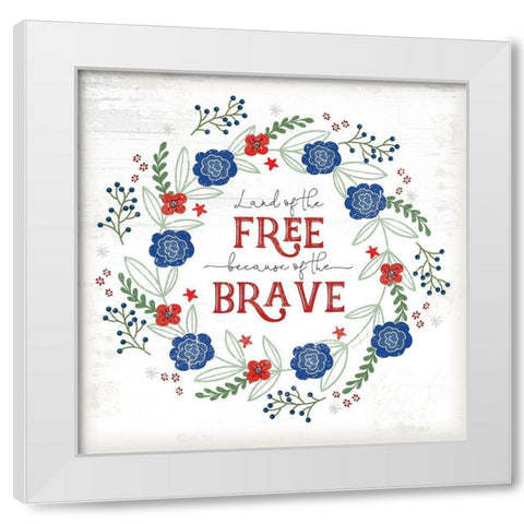 Land of the Free - Floral White Modern Wood Framed Art Print by Pugh, Jennifer