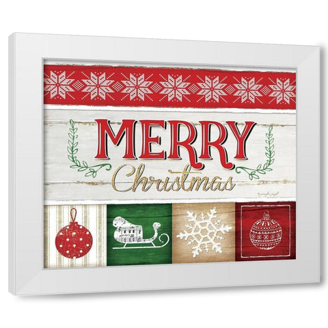 Merry Christmas White Modern Wood Framed Art Print by Pugh, Jennifer