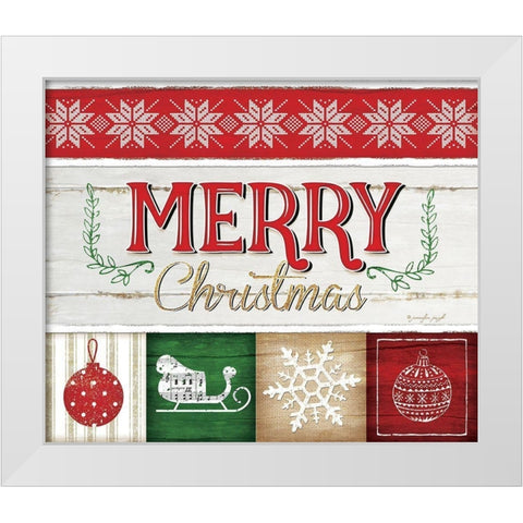 Merry Christmas White Modern Wood Framed Art Print by Pugh, Jennifer