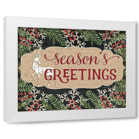 Seasons Greetings White Modern Wood Framed Art Print by Pugh, Jennifer