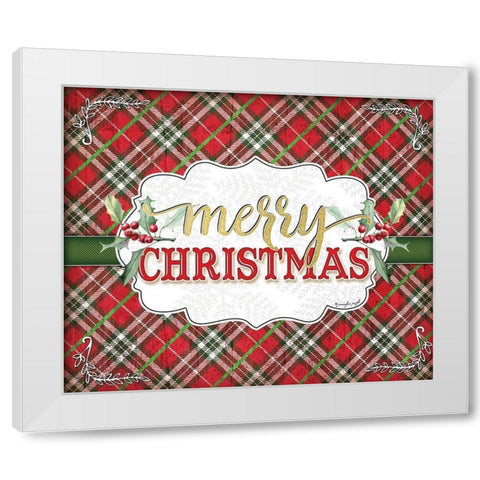 Merry Christmas White Modern Wood Framed Art Print by Pugh, Jennifer