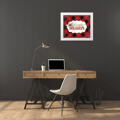 Happy Holidays White Modern Wood Framed Art Print by Pugh, Jennifer