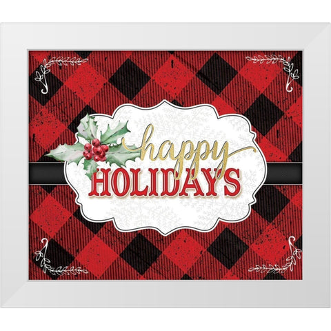 Happy Holidays White Modern Wood Framed Art Print by Pugh, Jennifer