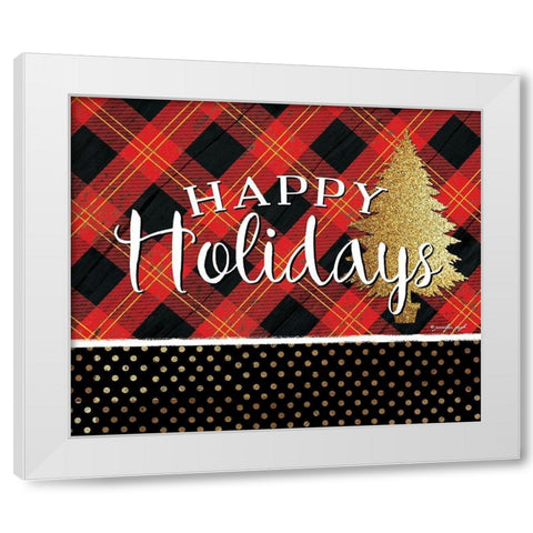 Happy Holidays White Modern Wood Framed Art Print by Pugh, Jennifer