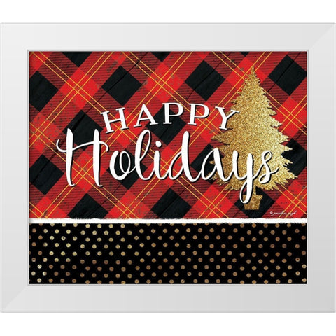 Happy Holidays White Modern Wood Framed Art Print by Pugh, Jennifer