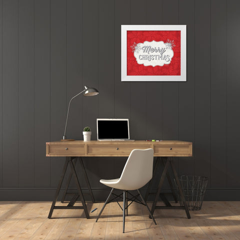 Merry Christmas White Modern Wood Framed Art Print by Pugh, Jennifer