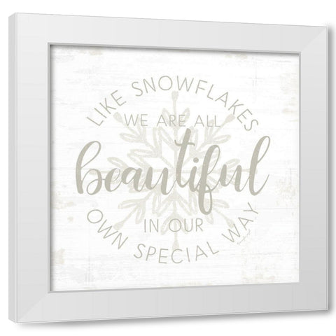 Like Snowflakes White Modern Wood Framed Art Print by Pugh, Jennifer