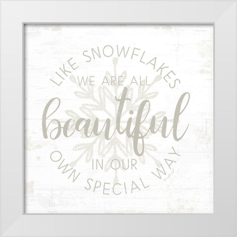 Like Snowflakes White Modern Wood Framed Art Print by Pugh, Jennifer