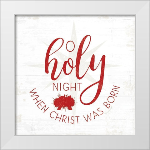 O Holy Night - Red White Modern Wood Framed Art Print by Pugh, Jennifer