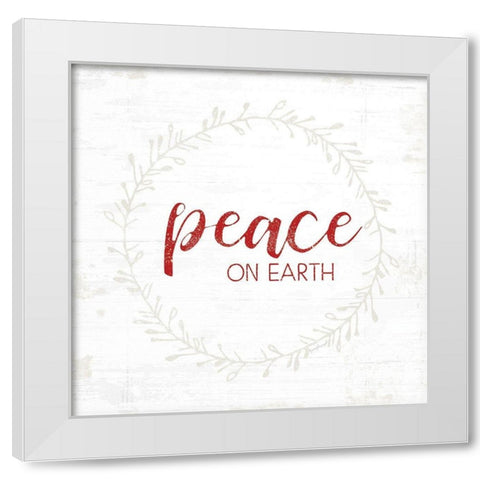 Peace on Earth - Red White Modern Wood Framed Art Print by Pugh, Jennifer