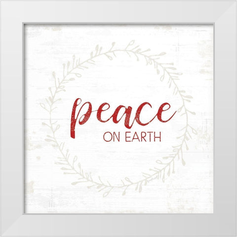 Peace on Earth - Red White Modern Wood Framed Art Print by Pugh, Jennifer