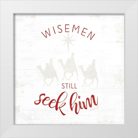 Wisemen Still Seek Him - Red White Modern Wood Framed Art Print by Pugh, Jennifer