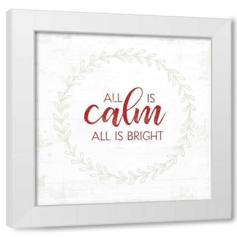 All is Calm - Red White Modern Wood Framed Art Print by Pugh, Jennifer