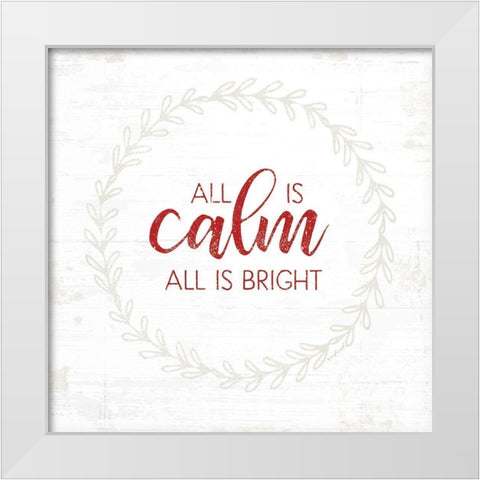 All is Calm - Red White Modern Wood Framed Art Print by Pugh, Jennifer