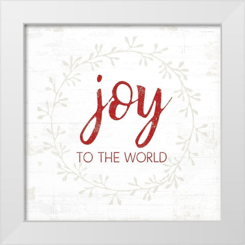 Joy to the World - Red White Modern Wood Framed Art Print by Pugh, Jennifer