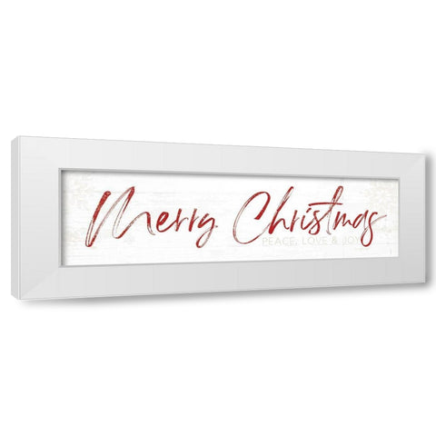 Merry Christmas - Red White Modern Wood Framed Art Print by Pugh, Jennifer