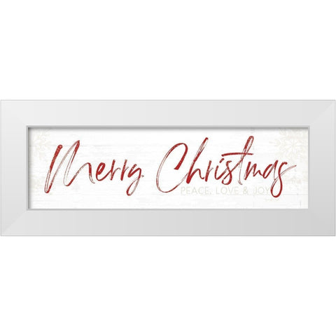 Merry Christmas - Red White Modern Wood Framed Art Print by Pugh, Jennifer