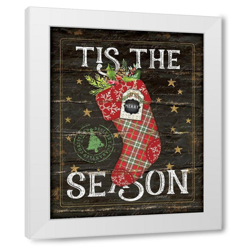 Tis the Season Stocking White Modern Wood Framed Art Print by Pugh, Jennifer