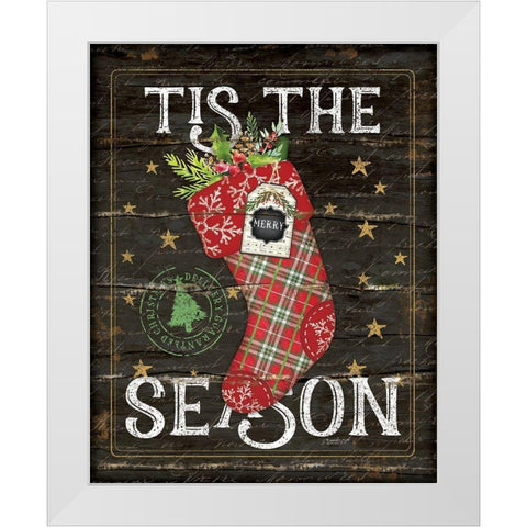 Tis the Season Stocking White Modern Wood Framed Art Print by Pugh, Jennifer