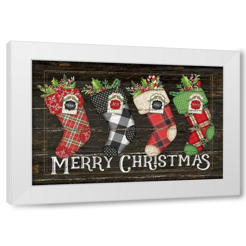 Merry Stockings White Modern Wood Framed Art Print by Pugh, Jennifer