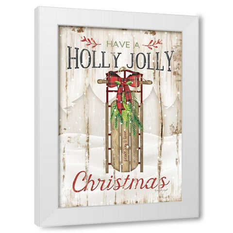 Holly Jolly White Modern Wood Framed Art Print by Pugh, Jennifer