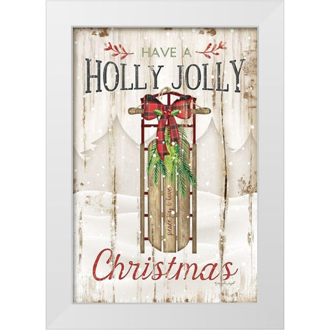 Holly Jolly White Modern Wood Framed Art Print by Pugh, Jennifer