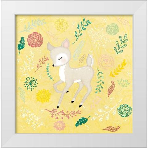 Woodland Deer White Modern Wood Framed Art Print by Pugh, Jennifer