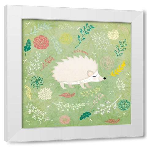 Woodland Hedgehog White Modern Wood Framed Art Print by Pugh, Jennifer